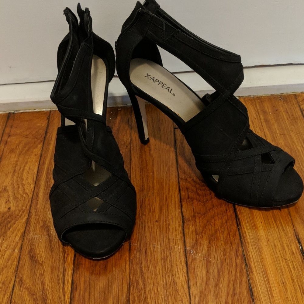 Black cutout heels